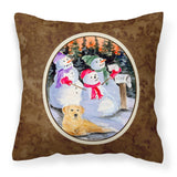 Caroline'S Treasures Ss8989Pw1414 Snowman With Golden Retriever Fabric Pillow, Large, Multicolor
