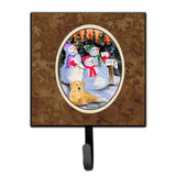 Caroline'S Treasures Ss8989Sh4 Snowman With Golden Retriever Leash Holder Or Key Hook, Small, Multicolor