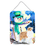 Caroline'S Treasures Snowman With Australian Shepherd Aluminium Metal Wall Or Door Hanging Prints, 16 X 12, Multicolor