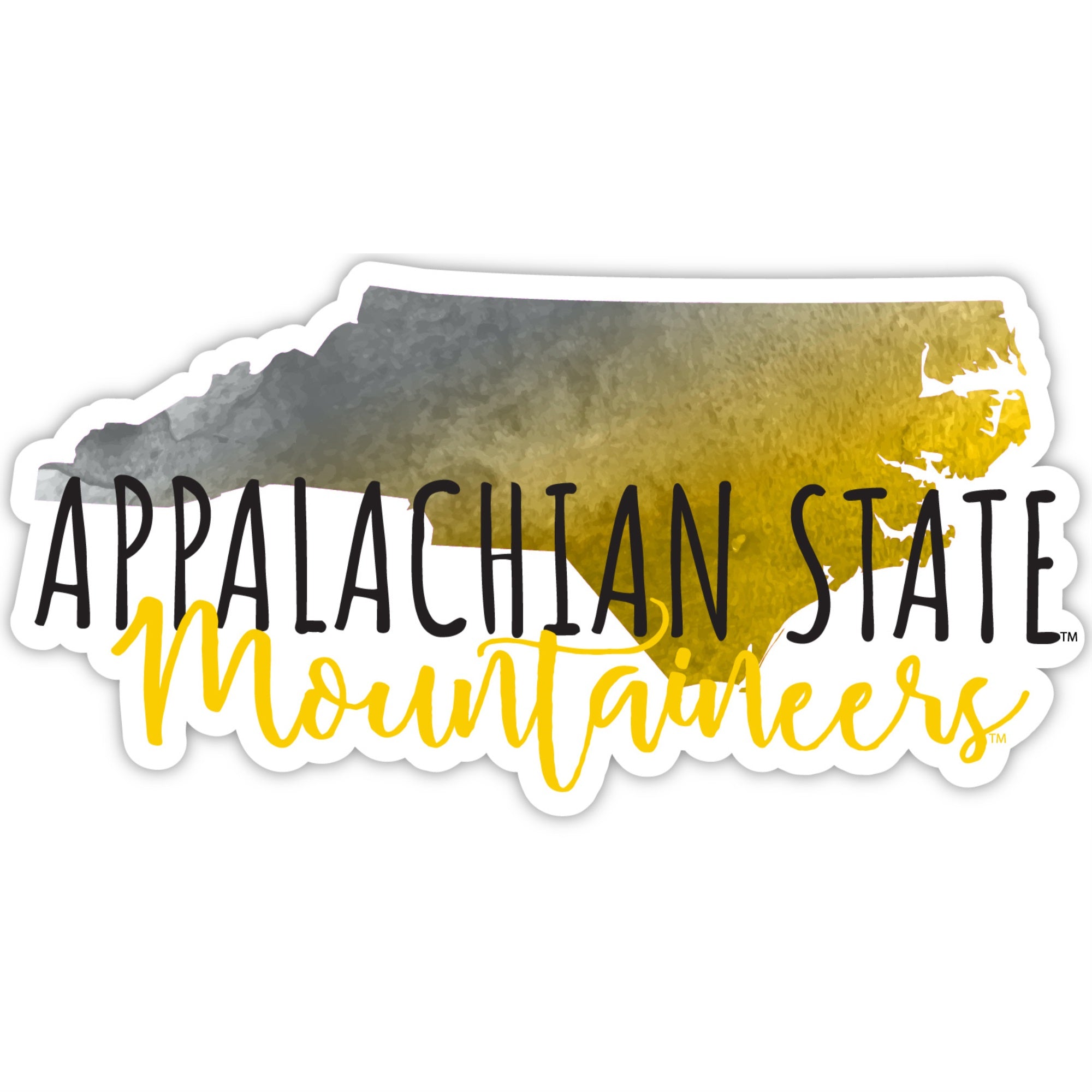 Appalachian State Watercolor State Die Cut Decal 2-Inch 4-Pack