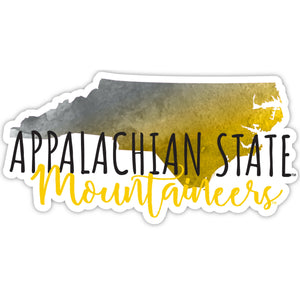 Appalachian State Watercolor State Die Cut Decal 2-Inch 4-Pack