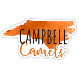 Campbell University Fighting Camels Watercolor State Die Cut Decal 2-Inch 4-Pack