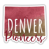 University Of Denver Pioneers Watercolor State Die Cut Decal 2-Inch 4-Pack