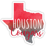 University Of Houston Watercolor State Die Cut Decal 2-Inch 4-Pack