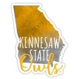 Kennesaw State University Watercolor State Die Cut Decal 2-Inch 4-Pack