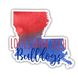 Louisiana Tech Bulldogs Watercolor State Die Cut Decal 2-Inch 4-Pack