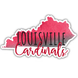 Louisville Cardinals Watercolor State Die Cut Decal 2-Inch 4-Pack