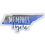 Memphis Tigers Watercolor State Die Cut Decal 2-Inch 4-Pack