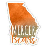Mercer University Watercolor State Die Cut Decal 2-Inch 4-Pack