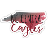 North Carolina Central Eagles Watercolor State Die Cut Decal 2-Inch 4-Pack