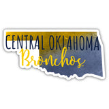 University Of Central Oklahoma Bronchos Watercolor State Die Cut Decal 2-Inch 4-Pack