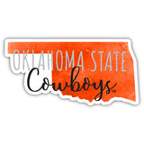 Oklahoma State Cowboys Watercolor State Die Cut Decal 2-Inch 4-Pack
