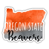 Oregon State Beavers Watercolor State Die Cut Decal 2-Inch 4-Pack