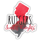 Rutgers Scarlet Knights Watercolor State Die Cut Decal 2-Inch 4-Pack