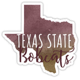 Texas State Bobcats Watercolor State Die Cut Decal 2-Inch 4-Pack
