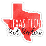 Texas Tech Red Raiders Watercolor State Die Cut Decal 2-Inch 4-Pack