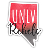 Unlv Rebels Watercolor State Die Cut Decal 2-Inch 4-Pack