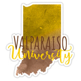 Valparaiso University Watercolor State Die Cut Decal 2-Inch 4-Pack