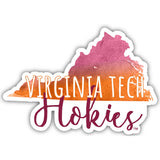 Virginia Tech Hokies Watercolor State Die Cut Decal 2-Inch 4-Pack