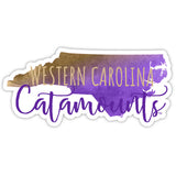 Western Carolina University Watercolor State Die Cut Decal 2-Inch 4-Pack