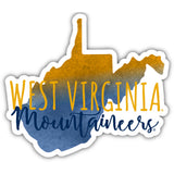 West Virginia Mountaineers Watercolor State Die Cut Decal 2-Inch 4-Pack