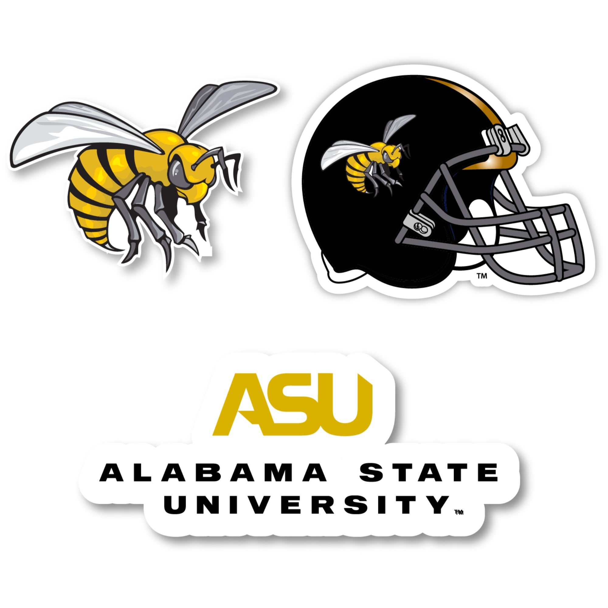 Alabama State University Vinyl Decal Sticker 3 Pack 4-Inch Each