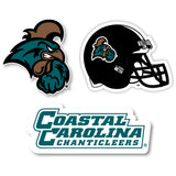 Coastal Carolina University Vinyl Decal Sticker 3 Pack 4-Inch Each