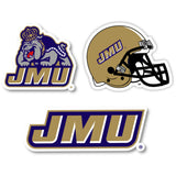 James Madison Dukes Vinyl Decal Sticker 3 Pack 4-Inch Each