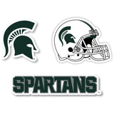 Michigan State Spartans Vinyl Decal Sticker 3 Pack 4-Inch Each