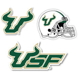 South Florida Bulls Vinyl Decal Sticker 3 Pack 4-Inch Each