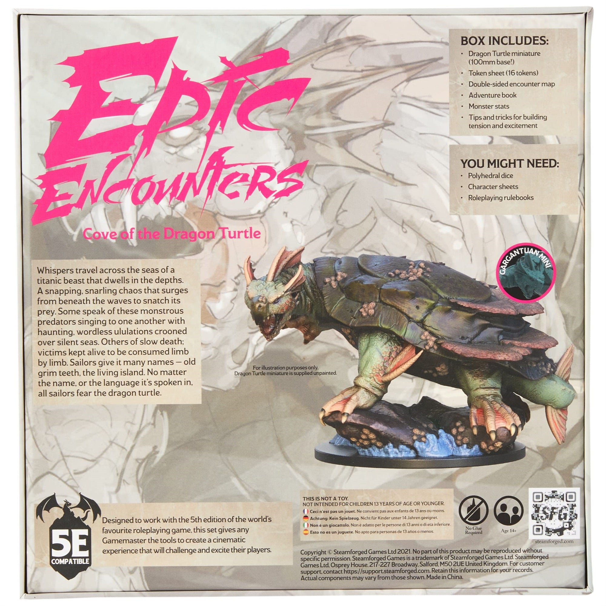 Epic Encounters: Cove Of The Dragon Turtle - Rpg Fantasy Roleplaying Tabletop Game With Huge Boss Miniature, Double-Sided Game M