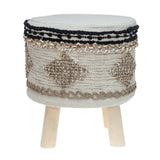 Parkland Collection Guroom Transitional Beige Cotton Wooden Stool