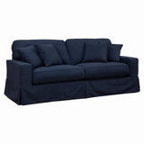 Sunset Trading Americana Box Cushion Slipcovered Sofa | Stain Resistant Performance Fabric | Navy Blue
