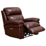 Sunset Trading Luxe Leather Reclining Sofa With Power Headrest - 3 Seater - Dual Recline - Usb Ports - Brown
