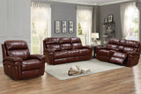Sunset Trading Luxe Leather Reclining Sofa With Power Headrest - 3 Seater - Dual Recline - Usb Ports - Brown