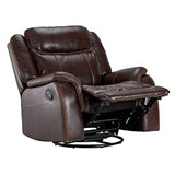 Sunset Trading Avant 38 Wide Recliner | Reclining Rocking Swivel Chair | Brown Faux Leather