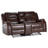 Sunset Trading Avant 76 Wide Dual Reclining Rocking Loveseat With Console | Usb, 2 Outlets, Cupholders | Brown Faux Leather