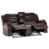 Sunset Trading Avant 76 Wide Dual Reclining Rocking Loveseat With Console | Usb, 2 Outlets, Cupholders | Brown Faux Leather