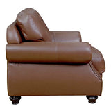Sunset Trading Charleston 42 Wide Top Grain Leather Armchair | Chestnut Brown Rolled Arm Accent Chair With Nailheads