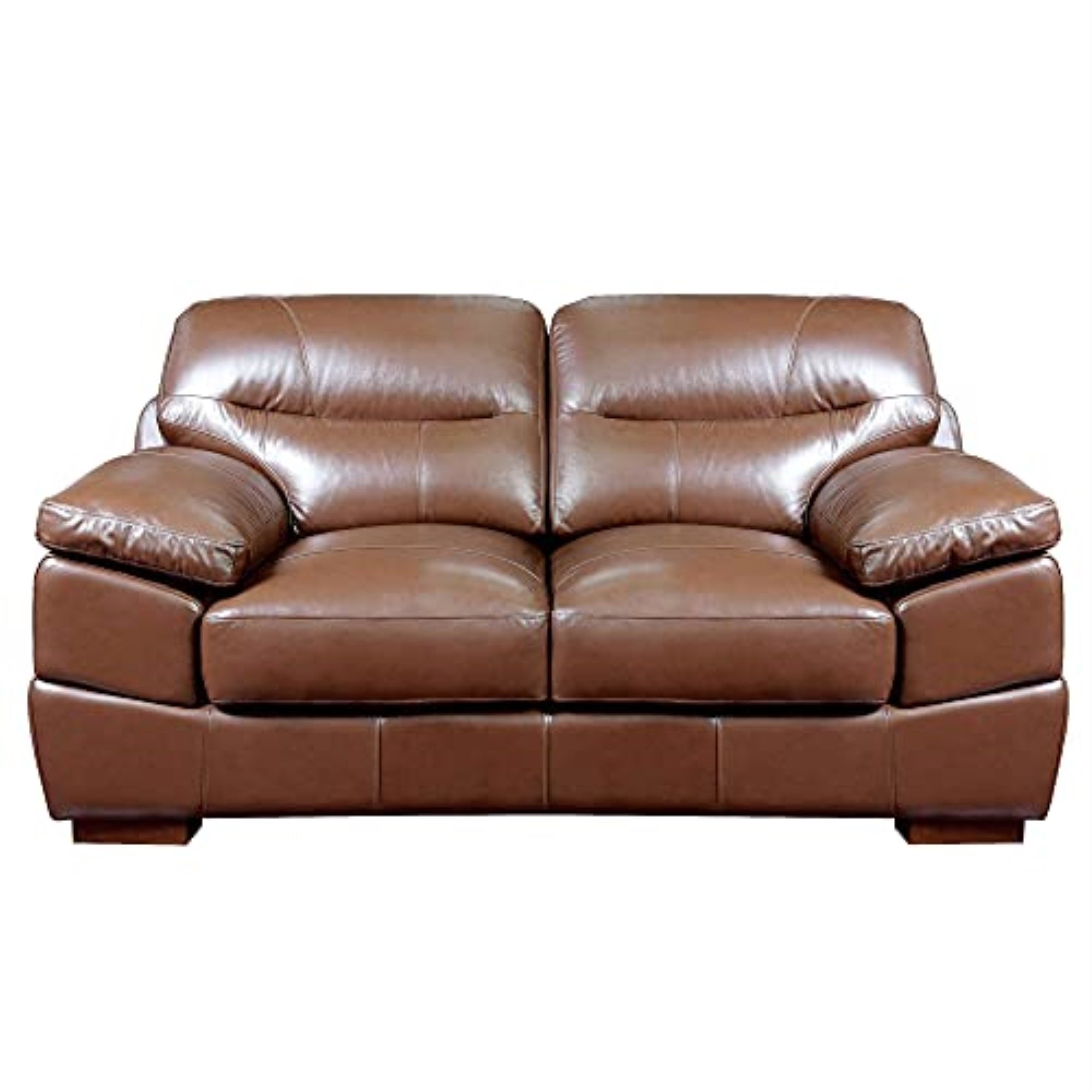 Sunset Trading Jayson 73 Wide Top Grain Leather Loveseat | Chestnut Brown
