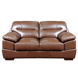Sunset Trading Jayson 73 Wide Top Grain Leather Loveseat | Chestnut Brown