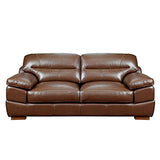 Sunset Trading Jayson 89 Wide Top Grain Leather Sofa | Chestnut Brown