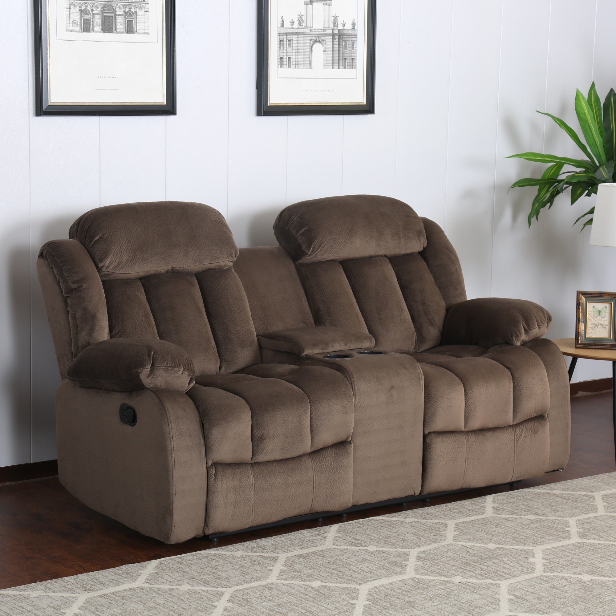 Sunset Trading Teddy Bear Reclining Loveseat With Console