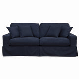 Sunset Trading Americana Box Cushion Slipcovered Sofa | Stain Resistant Performance Fabric | Navy Blue