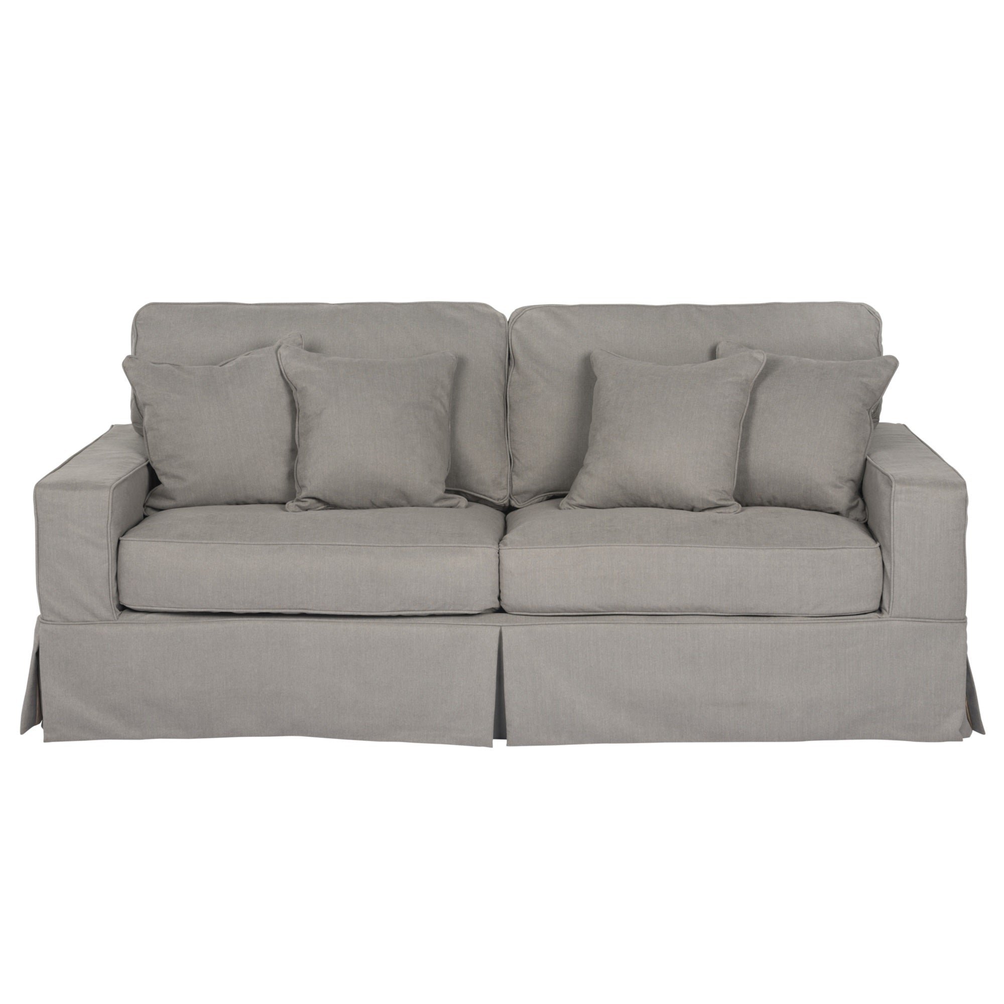 Sunset Trading Americana Box Cushion Slipcovered Sofa | Stain Resistant Performance Fabric | Gray