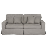 Sunset Trading Americana Box Cushion Slipcovered Sofa | Stain Resistant Performance Fabric | Gray