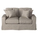 Sunset Trading Americana Box Cushion Slipcovered Loveseat | Light Gray