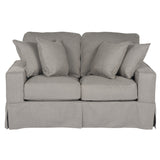 Sunset Trading Americana Box Cushion Slipcovered Loveseat | Stain Resistant Performance Fabric | Gray