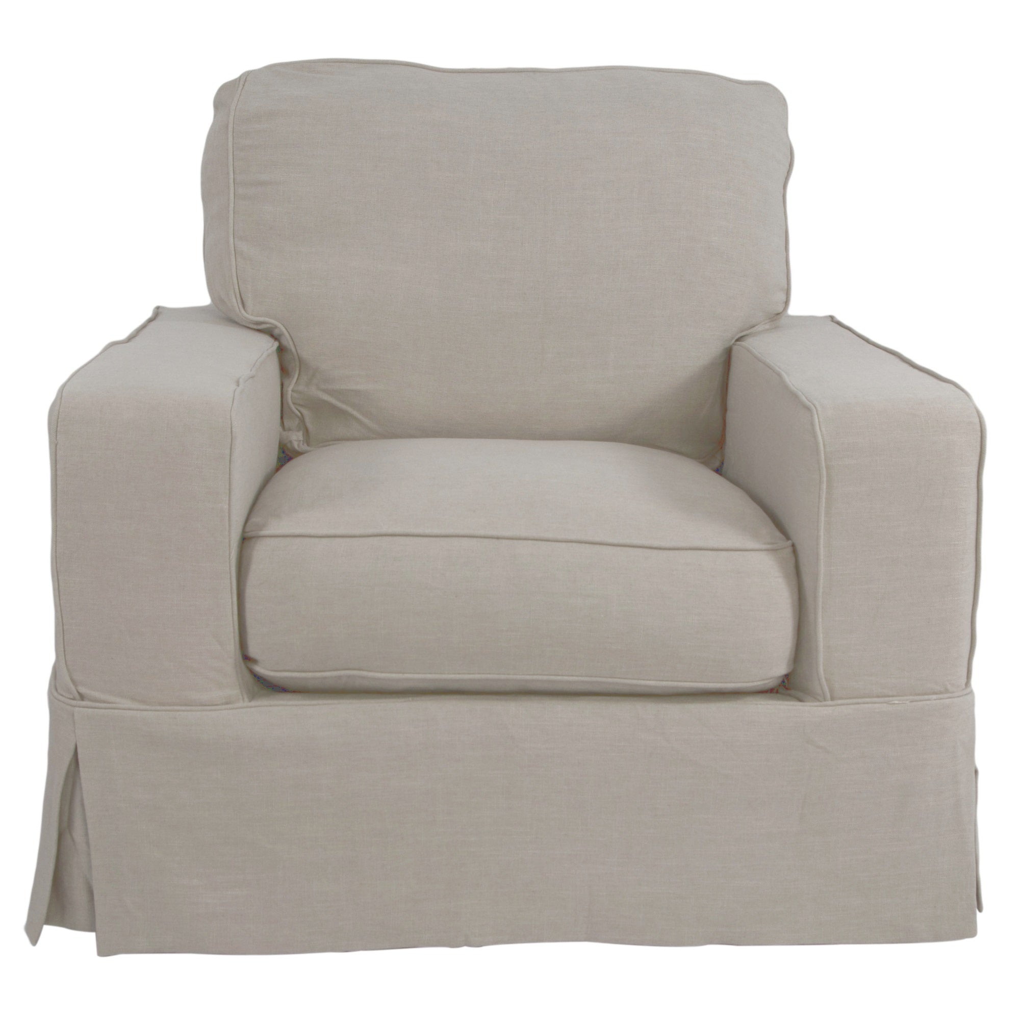 Sunset Trading Americana Box Cushion Slipcovered Chair | Light Gray