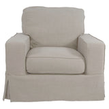 Sunset Trading Americana Box Cushion Slipcovered Chair | Light Gray